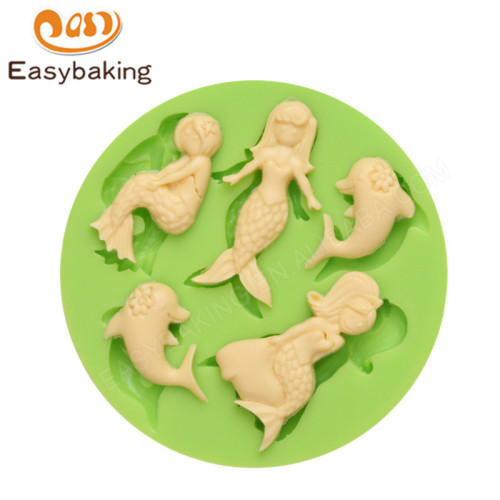 3D Fairy Mermaid and Dolphins Chocolate Silicone Mold
