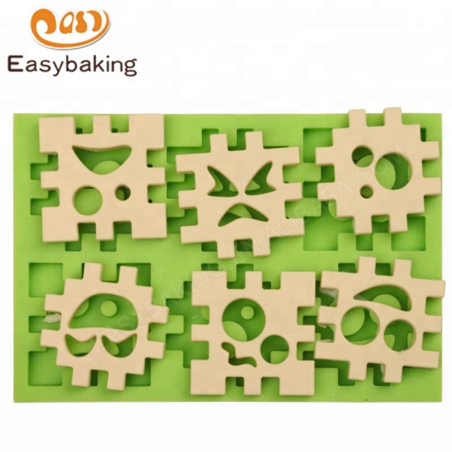 Jouets pour enfants Pièces de puzzle (cube) Moule en silicone en forme de visage
