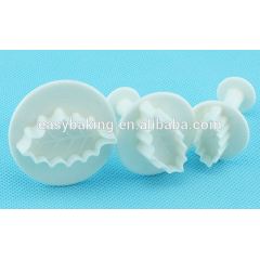 Cake Cookie Fondant Decorating Veined Holly Leaf Plunger Cutter
