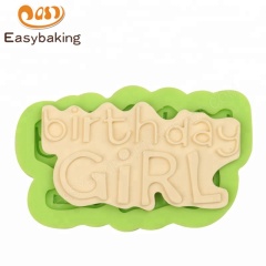 OEM Birthday Girl Letter Silicone Fondant Cake Decoration Mold