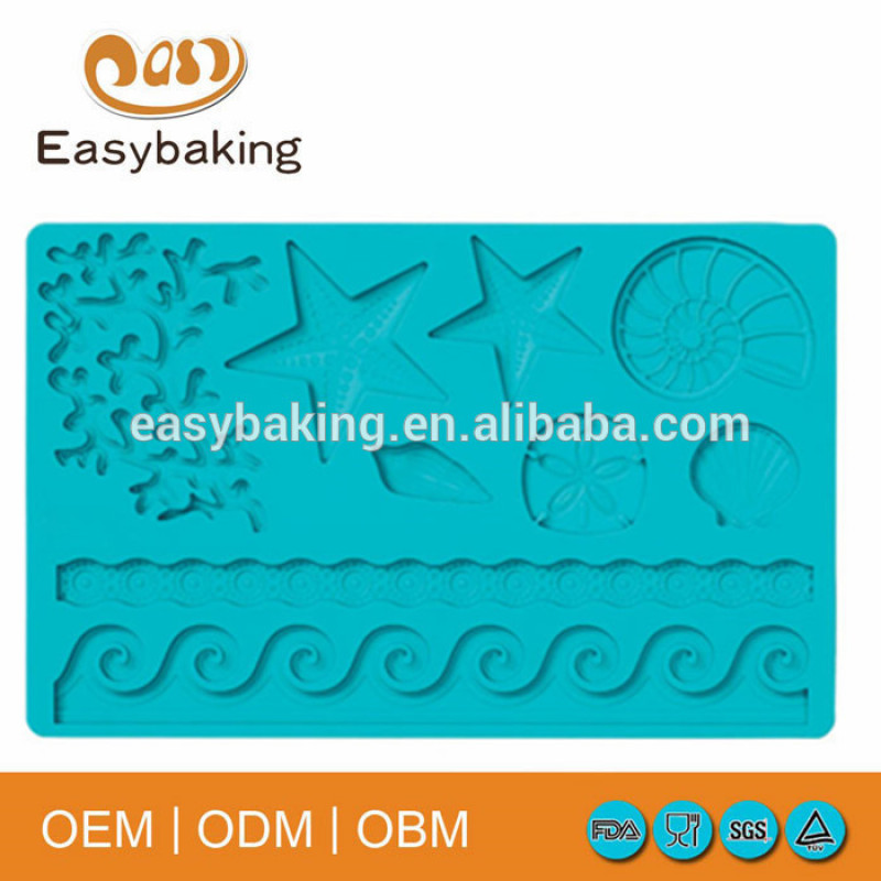 Easybaking FGM-006 Sea Life Fondant and Gum Paste Mold Non-stick Silicone Baking Mat