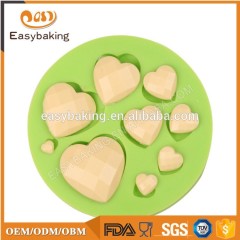 Décoration de chocolat de gâteau de fondant de moule de silicone de diamant en forme de coeur