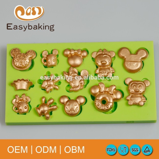 FDA LFGB azúcar artesanía herramientas Fondant molde Mickey Mouse torta decoración