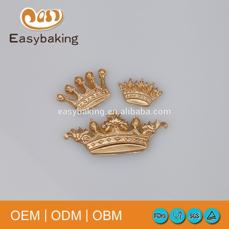3 Queen Crown Craft Ornament Bakeware Wedding Cake Decorate Fondant Silicone Molds