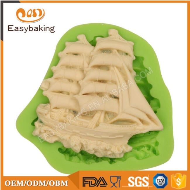 Moldes de pastel de hielo de silicona en forma de barco de vela de bricolaje familiar