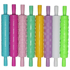 Wholesale pink heart design embossed silicone rolling pin