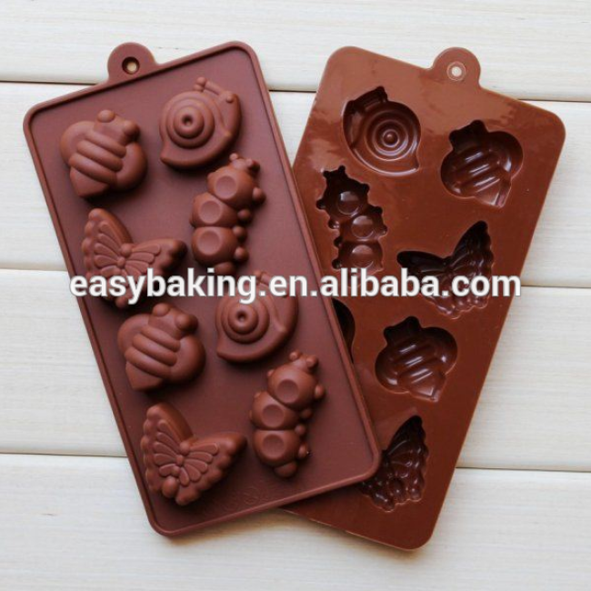 Bonitos moldes de chocolate con forma de animales para abejas, mariposas, orugas.
