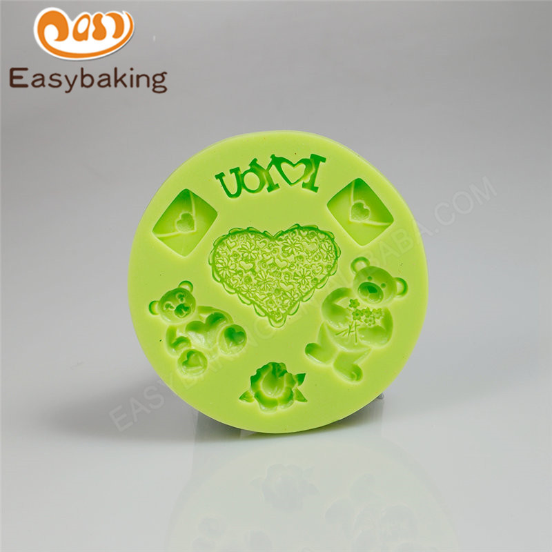 3D LOVE love teddy bear shape fondant cake silicone mold used for decoration