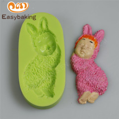 Lindo bebé conejo decorado fondant pastel chocolate silicona fondant molde