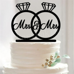 Wedding Engagement Mr & Mrs Decorating Diamond Rings Cake Topper