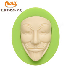 Vendetta V Mask Anonymous molde de silicona para fondant Suagr Art Craft herramienta de fabricación