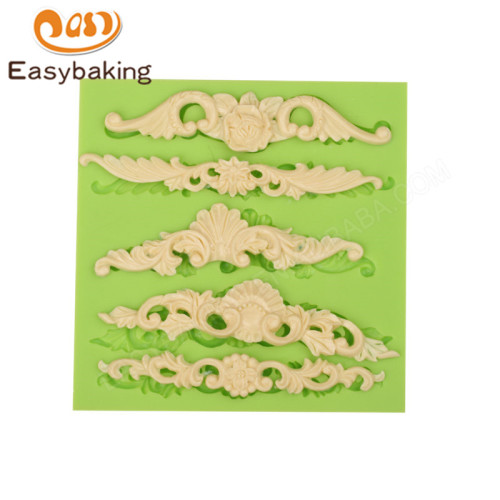 Creative craft European flower border swirl shape silicone gem mold cake decoration tools