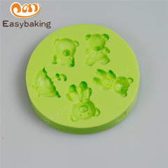 Molde de decoración de pastel de fondant de silicona con forma de oso pequeño encantador 3D
