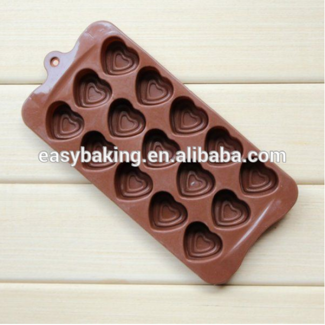 Producto caliente 15 cavidades amor corazón forma chocolate silicona molde para hornear