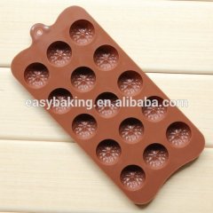 Molde de silicona para chocolate con bandeja de cubitos de hielo de gelatina de caramelo con cavidad de 15 flores