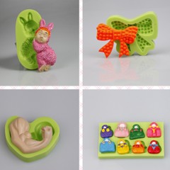 BABY BOY Series 3D Moldes redondos de silicona para bebés Fondant