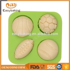 Molde de decoración de silicona con forma de rugby de pelota 3D para pastel y galleta