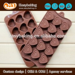 Molde de chocolate de silicona en forma de corazón de azúcar de gelatina de cubitos de hielo de 15 cavidades