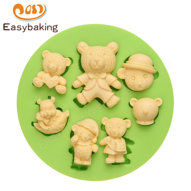 Moules en silicone assortis en forme d'ours en peluche pour la décoration de cupcakes