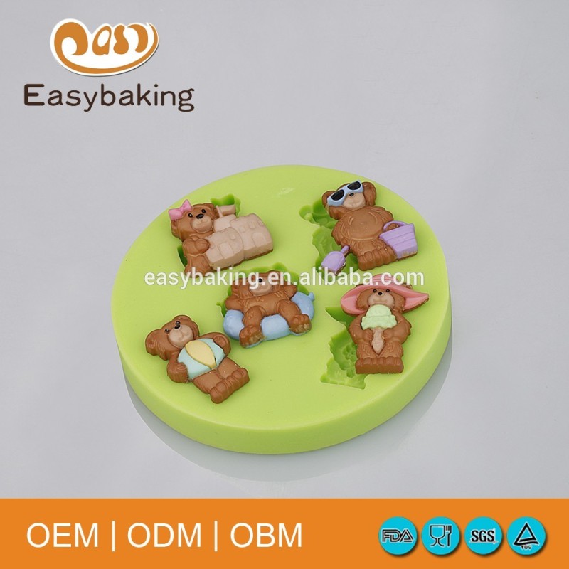 Hot selling 3D bear shape silicone cake/ice cream molds for kids and girls