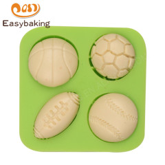 Molde de decoración de silicona con forma de rugby de pelota 3D para pastel y galleta