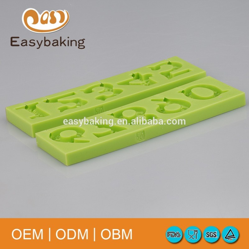 Hot Sell Birthday Arabic alphabet Numbers shape Silicone Mold For Cake Decoration