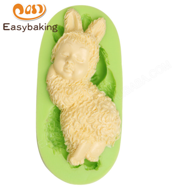 Niedliches Baby-Kaninchen verzierte Fondant-Kuchen-Schokoladen-Silikon-Fondantform