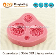 Molde de fondant de flores de silicona de rosas artesanales para decorar pasteles