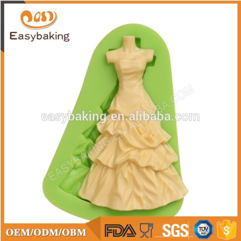 Factory outlet lady dress shape 3D silicone fondant cake decoration mold