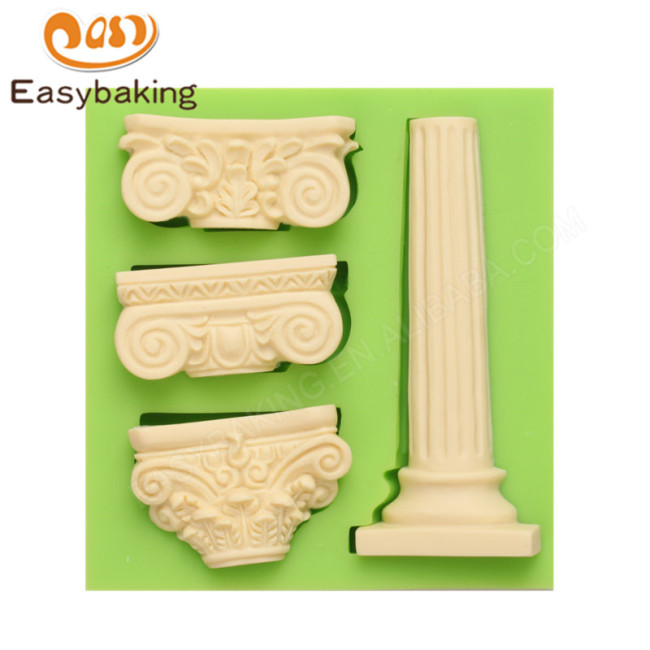 Herramientas de bricolaje sobre la construcción del molde de pastel de silicona con forma de pilar