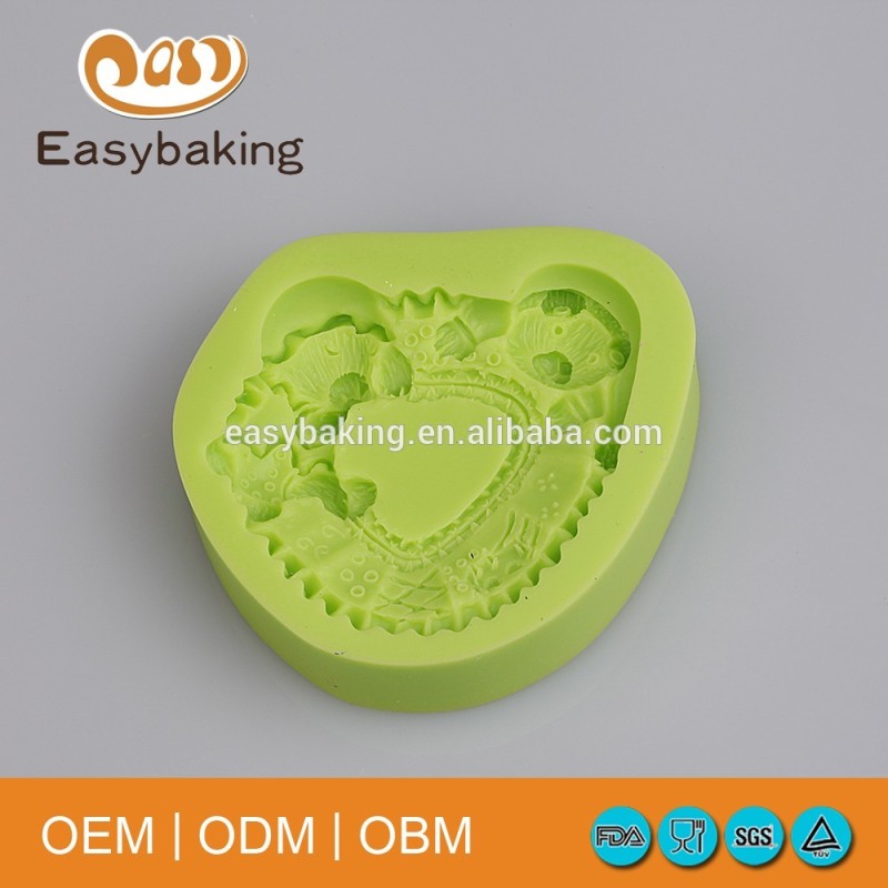 Cartoon Mother & Baby Bear Muffin Pastry Cake Decorate Easy Push Silicone Molds