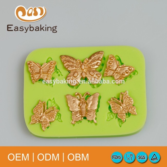Outils de décoration de gâteau de moule de gypse de silicium de jolis papillons de 6 cavités