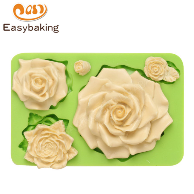 Grand moule en silicone rose série fleur pour gâteau fondant