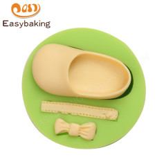 Molde de pastel de silicona con forma de bebé y lazo para decorar Fondant