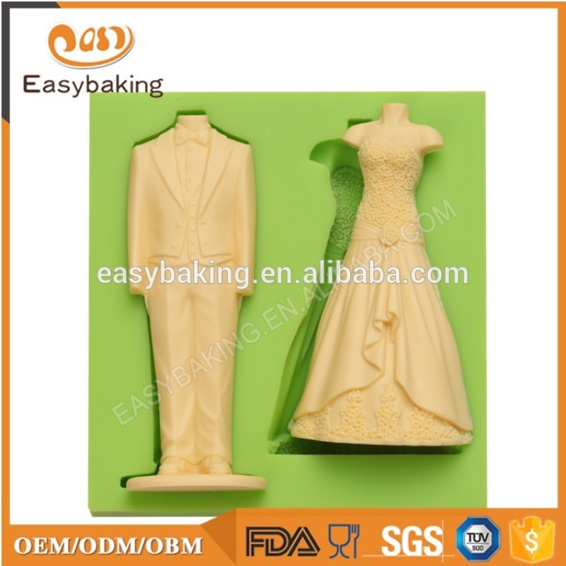 Factory outlet lady dress shape 3D silicone fondant cake decoration mold