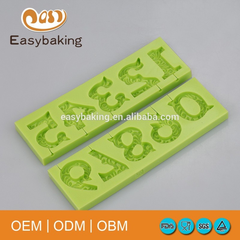Hot Sell Birthday Arabic alphabet Numbers shape Silicone Mold For Cake Decoration