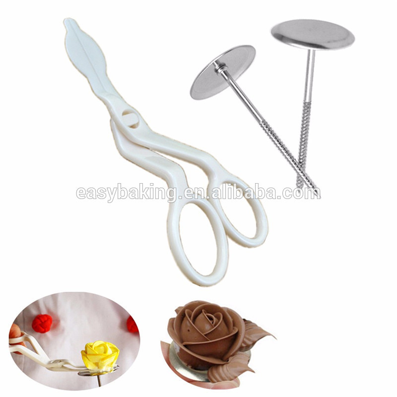 Cream Roses White Plastic Decorating Scissors For Cutting Flowers Cake Pastry Transfer Tool