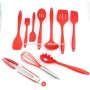 Utensilios de cocina de silicona, espátula, cucharón, servidor de espagueti Juego de herramientas de cocina de 10 piezas