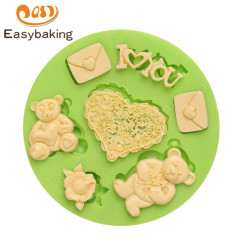 3D LOVE amour ours en peluche forme fondant gâteau moule en silicone utilisé pour la décoration