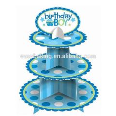 Bunter 3-stöckiger Geburtstags-Cupcake-Ständer aus Pappe für Party-Cupcake-Ständer