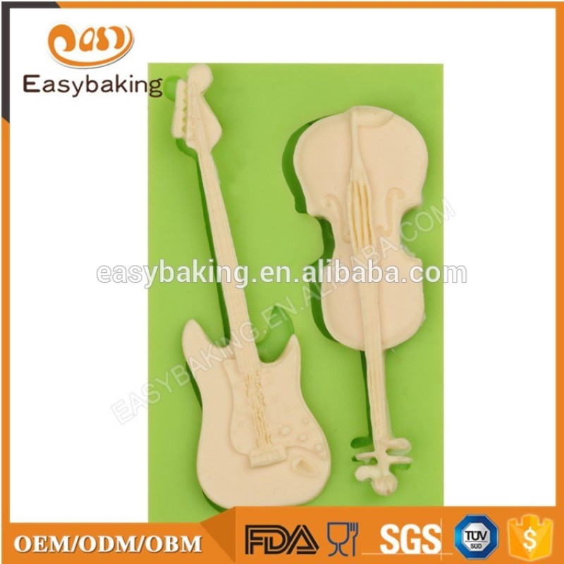Fashionable guitar shape fondant cake decoration silicone mold