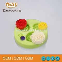 Classic 4 en 1 Daisy Gumpaste Rose Flower Moldes de silicona para decorar pasteles