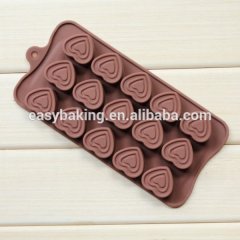 Moule à chocolat en silicone en forme de coeur de sucre de gelée de glaçons à 15 cavités