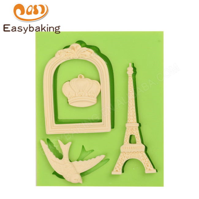 Molde de silicona para decoración de tartas con forma de corona de la Torre Eiffel