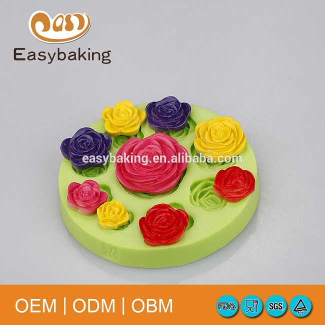 Molde de silicona para hacer flores artesanales con forma de rosa peonía para decoración de pasteles