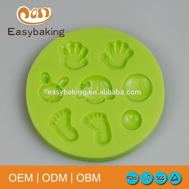 Fda Approved Baby Feet Hands Smiling Face Design Cake Molds Silicone