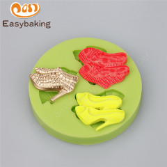 Molde de silicona 3D líquido de tacón alto para mujer molde de galletas de caramelo con tapa decorativa para hornear DIY