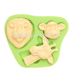 Moule en silicone pour cupcake en forme de girafe de singe de lion de série d'animaux respectueux de l'environnement