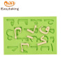 Moldes de decoración para hornear pasteles de silicona con forma de alfabeto 3D