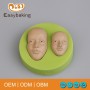 Popular Design 2 Cavities Cute Men Face Silicone Soap Molds